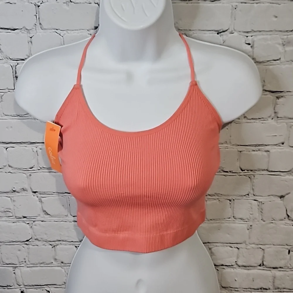 Colsie ribbed bratank top Long Line - Picture 1 of 7